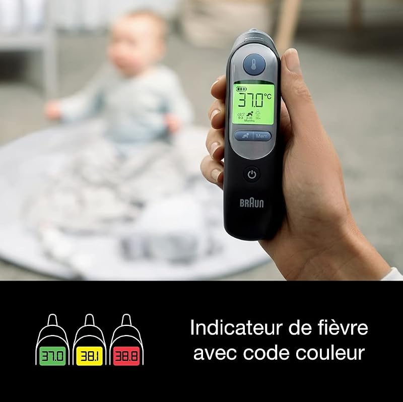 ThermoScan 7 Thermomètre auriculaire | Technologie Age Precision | Affichage numérique avec code couleur | Convient aux bébés et aux nourrissons | Marque #1 auprès des médecins(1)