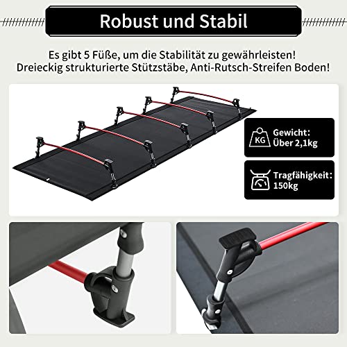 TOMOUNT Folding Camp Bed Ultralight Aluminium Bars 190 x 70 cm Compact and Portable Camping Lounger Easy to Build Heavy Duty Camping Bed Tents, Outdoor Hiking