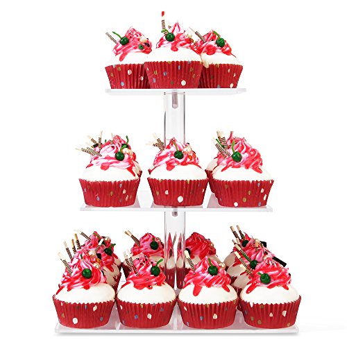 image for YestBuy 3 Tier Maypole Square Wedding Party Tree Tower Acrylic Cupcake