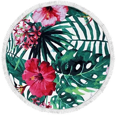 Bosai Beach Towel Indian Mandala Microfiber Large Round Beach Blanket with Tassels Ultra Soft Super Water Absorbent Multi-Purpose Towel 63 inch Across Include Tassels (A47)