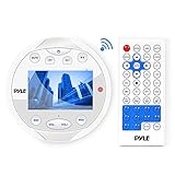 Premium Waterproof Marine Stereo Media Radio Round Headunit Receiver - LCD Digital Display with Bluetooth AM- FM Radio and Multimedia Aux (3.5mm) MP3 and Video Input, USB Drive & More - Remote Control