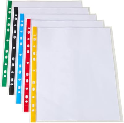 Summit 100 Multi-Colour Punched Poly Pockets A4 50 Micron 100 Pack