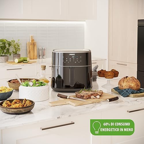 Friggitrice ad Aria 6L XXL, Airfryer Digitale con 6 Programmi, Display LED Touch, Risparmio Energetico, Meno Olio, Rivestimento Antiaderente, 1500 W, 182244