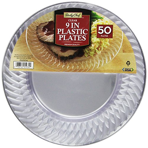 Daily Chef Clear Plastic Plates, 9 Inch, 50 Count - Thumbnail 2