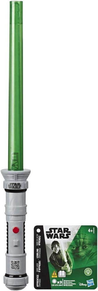 Star Wars Level 1 Green Lightsaber Toy with Light-Up Extendable Blade, Nylon/a, Small to Medium