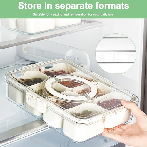 Snack Box with Compartments Snack Plate with Lid Snack Box Children, Snack Boxes for Storing Sweets, Nuts, Biscuits, Fruits and Sweets, Suitable for Picnics and Family Reunions (1)
