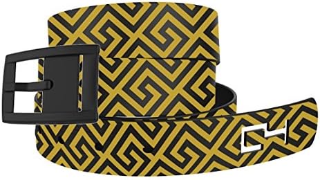 C4 Belt Greek Keys Black and Gold Belt with Black Buckle