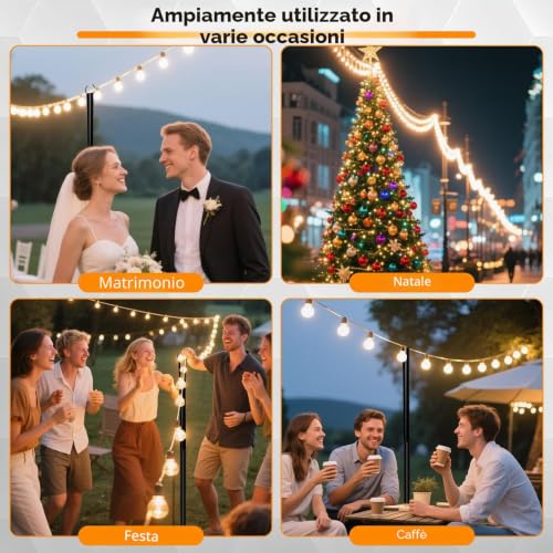 String Light Poles, 2.5m Outdoor Steel Lighting Pole, Sturdy Light Pole with Fork, Adjustable Metal Poles for Outdoor Patio, Yard, Deck, Garden, Party, Wedding (Metal Black)
