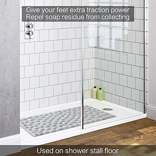 Non-Slip Bathtub Mat OTHWAY Soft Rubber Bathroom Bathmat with Strong Suction Cups (Grey)