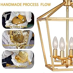 Untrammelife 4-Light Aged Gold Lantern Pendant