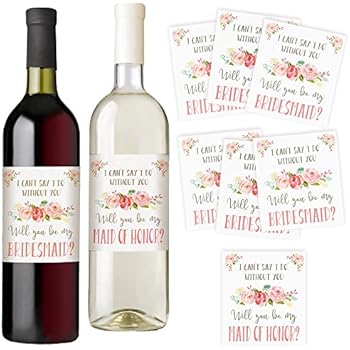 Amazon Com Will You Be My Bridesmaid Stickers Or Wine Bottle