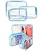 JAVOedge 3 Pack Blue and Clear PVC Toiletry Bag Set with Zipper for Vacation, Bathroom, Storage (3 Sizes)