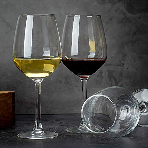 Red White Wine Glasses Set of 8(15 oz), Elegant Simple Clear Wine Cups, Business Party Drinkware - Thumbnail 5