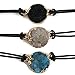 Druzy Charm Leather Cord Choker Necklace 12 inch