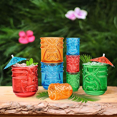 Final Touch TIKI Stapelbar TUMBLERS Glas Cocktailgläser COLOURED Farben 355ml Hawaiian Themed 4 Stück - TK5302 – Bild 4