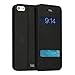 iPhone SE/5S Case, Labato 100% Handmade Genuine Leather Flip Case Cover for iPhone 5/5S/SE Case with Windows View Stand Folio Case Magnetic Cover in Black, Lbt-I5S-11L10