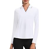 Turnhier Womens Long Sleeve Golf Polo Shirts Quick Dry Collared V Neck Cropped Tennis Athletic Workout Tops