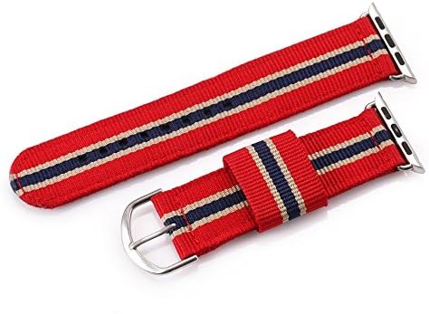 Apple Watch Band, Torntisc Nylon Canvas Replacement Sport Band Strap Bands Replacement Bracelet for 38mm Apple Watch iWatch (Red)