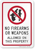 SmartSign "No Firearms or Weapons Allowed on this Property" Label | 5" x 7" Laminated Vinyl