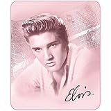 Elvis Presley the King Graceland Gates Pink Portrait Plush Throw Blanket