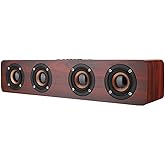 Wooden Bluetooth Speaker, 12W TV Computer Speaker Sound with 4 Bass Subwoofer Support Bluetooth, AUX, TF Card, FM(#1)