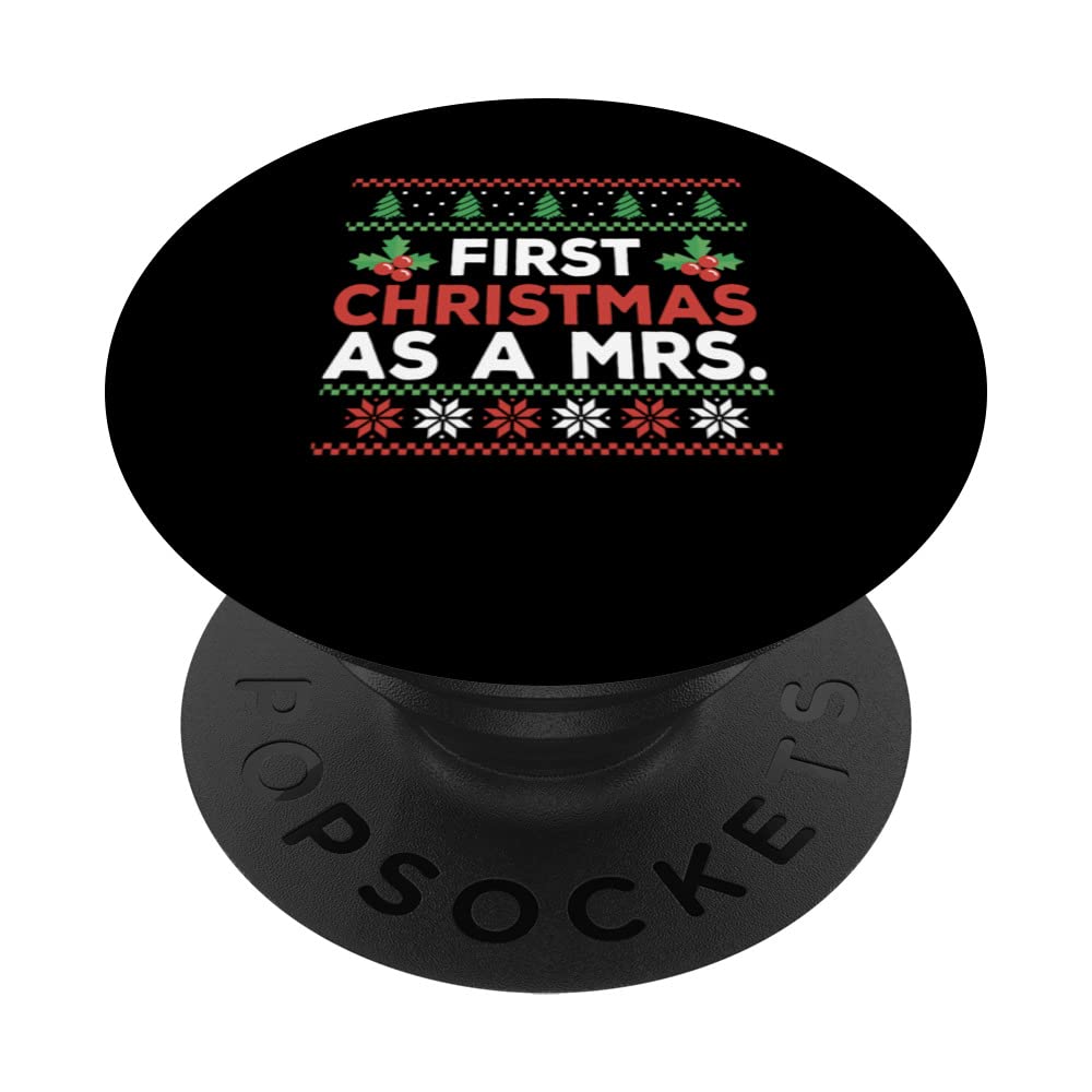 First Christmas As A Mrs Announcement Pregnant Pregnancy PopSockets Swappable PopGrip