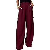 Dokotoo Womens High Waisted Wide Leg Cargo Pants Baggy Casual Work Pants with 4 Pockets