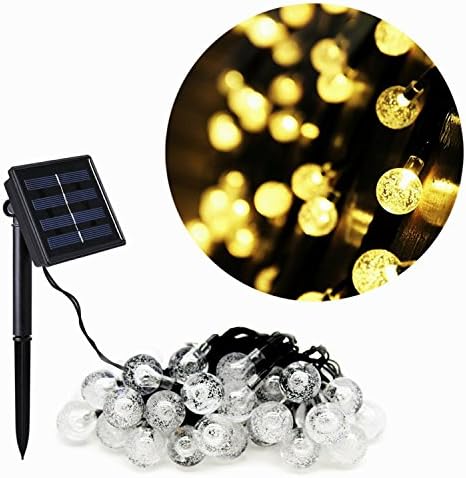 Solar String Lights, YODAKE Bubble Ball Warm Twinkle LED String Lights for Indoor Outdoor, 2 Modes Waterproof Decorative Globe for Thanksgiving, Patio, Garden Decoration, Bedroom, Party, Wedding