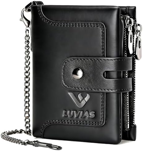 Amazon.com: furid Genuine Leather Chain Wallet: RFID Blocking