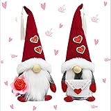 Ahzemepinyo 2 Pieces Valentines Day Gnome Plush Decoration Valentines Day Mr & Mrs Handmade Swedish Tomte Decor Handmade Gnom