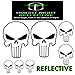 Punisher Skull Sticker Pack Decal Set White Reflective 2 Large Skulls 2 Medium 3 Small Skull Sticker for car Decals Like Chris Kyle American Sniper Motorcycle Helmet Jeep Window Trucks Bicycle Safety