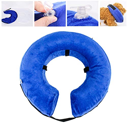 Dalkeyie Inflatable Pet Collar for Dog Cat Wound Healing E-Collar Protection Medical Cone Collar Soft Pet Recovery Collar(Blue&M)