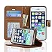 Navor Flip Wallet Book Case [Removable Wrist Strap] [Kickstand] for iPhone 5 / 5S / SE - Brown (IP5OBR)
