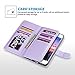 ULAK Flip Wallet Case for iPhone 6 Plus / 6S Plus 5.5 inch, Folio PU Leather Wallet Case with Multi Credit Card Holders Pockets Magnetic Closure Cover Wrist Strap, Minimal Stripes Lavender