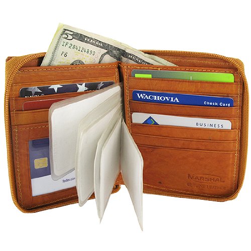 Mens Zipper Hipster Credit Card Holder Tan Wallet