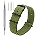Nato Strap 4 Packs - 20mm 22mm Premium Ballistic Nylon Watch Bands Zulu Style ((Black buckle)Black+Army Green+Navy Blue+Grey, 24mm)