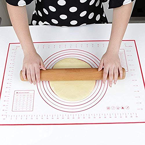 Silicon Baking Mat Non-stick Baking Sheet Non-slip Dough pad with Measurements and Conversion Charts for Pastry Bread Cookies 23.6“×15.7“ (Red) - Thumbnail 7