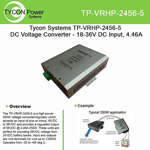 Tycon Power TP-VRHP-2456-5 18-36VDC Input 56VDC 4.46A 250W Output Voltage