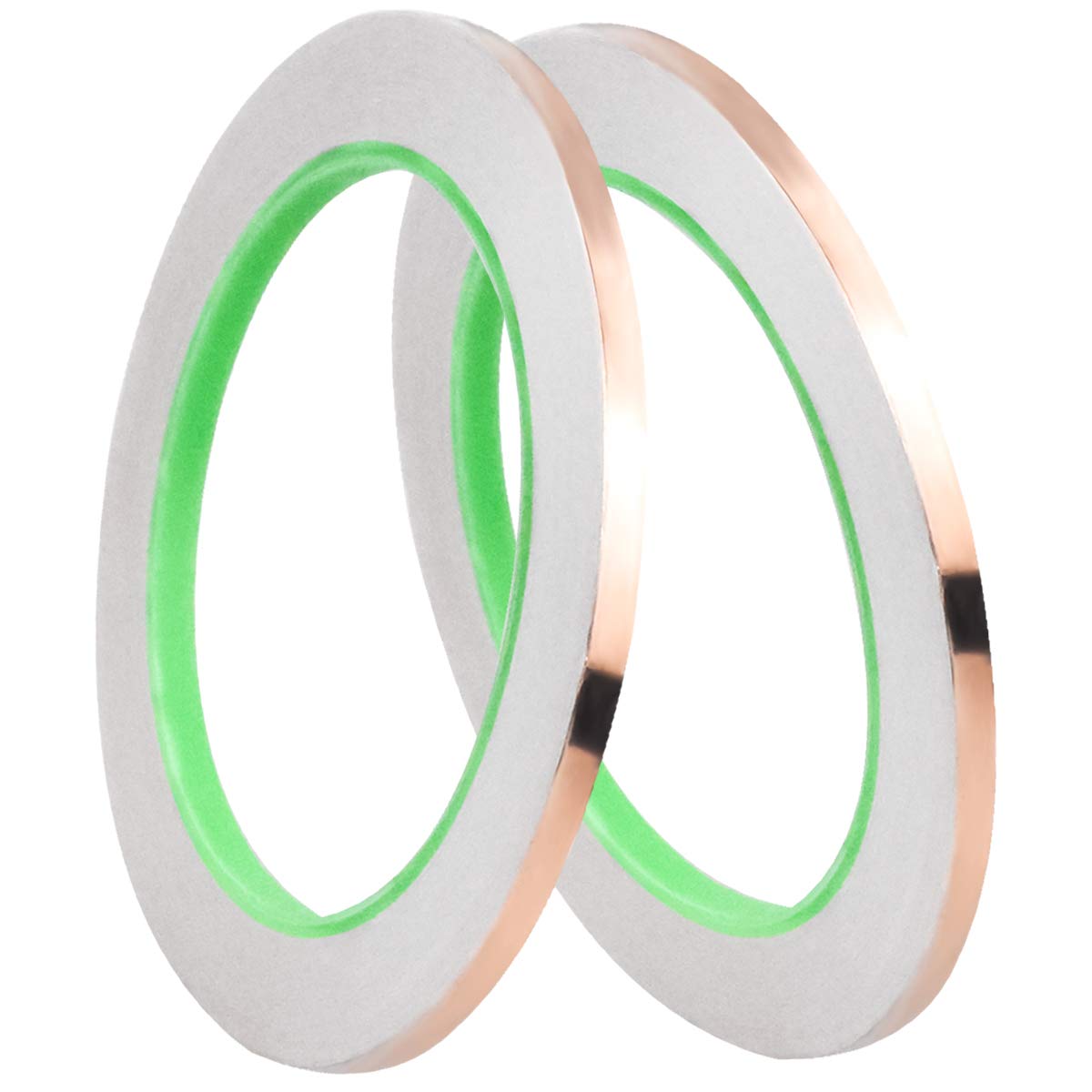 Fodlon 2 Rolls Copper Foil Tape, 6mm X 20m Copper Tape with Conductive Adhesive, Garden Slug Tape for Snails Repellent, Electromagnetic Shielding