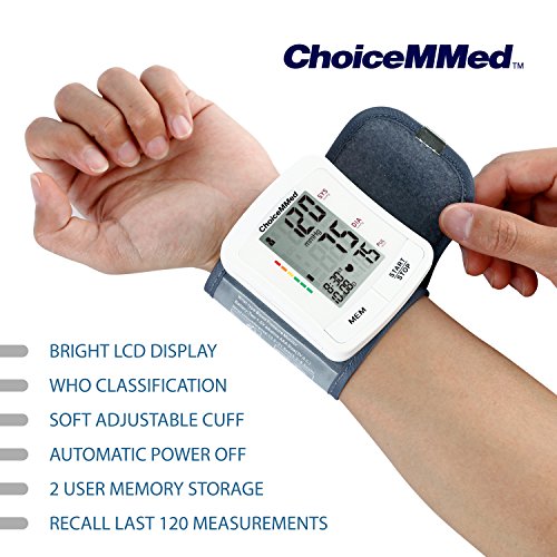 CHOICEMMED Wrist Blood Pressure Monitor - BP Cuff Meter with Display - Blood Pressure Machine up 5.3"-8.5" Wrists - Blood Pressure Tester Kit with Case - Blood Pressure Gauge with Memory