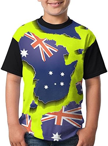Australia Flag Map Geometric Boys Printing Tee Shirt Polyester Short Sleeve Top Tee