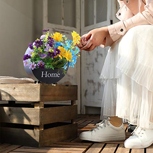 Black Wall-Mounted Planter, 8 Inch Round Iron Succulent Planter Pots and Mini Flower Plant Containers. Flower Pots for Desk, Home Decoration