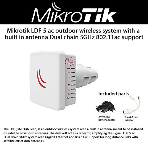 Mikrotik LDF 5 ac RBLDFG-5acD Outdoor Wireless System with a Built in Antenna Dual Chain 5GHz System with Gigabit Ethernet and 802.11ac Support US Version