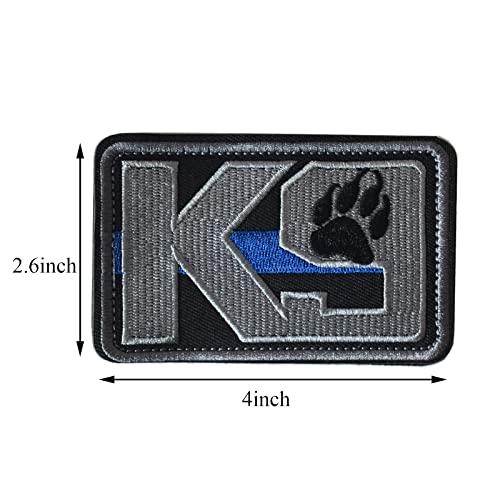 TACVEL K9 Crossbone Killer Attack Police Dog Patch, Hook and Loop Fastener Patch for Service Animal Vest (K9 Blue line)