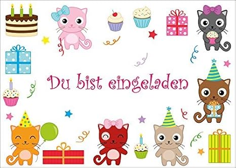 6 Simpatici Gatti Biglietti Di Invito N 10693 Di