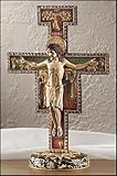 Large Standing San Damiano Marble Resin Cross Crucifix Religious Home Decor 11 Inch