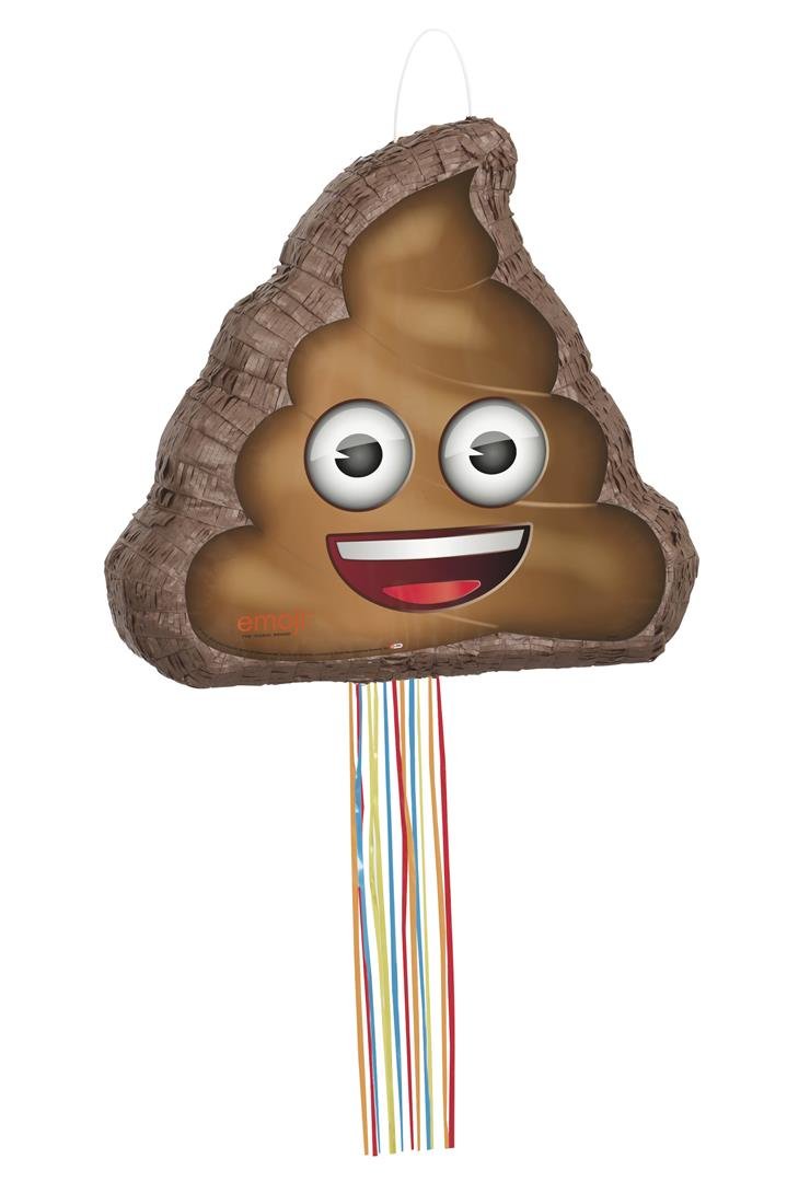 Multicolor Poop Emoji Drum Pull Pinata (45cm x 43cm) 1 Piece - Fun & Unique Party Accessory for Celebrations