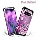 LONTECT for Galaxy S10 Case Floral 3 in 1 Heavy Duty Hybrid Sturdy High Impact Shockproof Protective Cover Case for Samsung Galaxy S10, Black/Purple Flower
