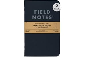 Field Notes 2-Pack Pitch Black Notebooks (4.75" X 7.5"), Dot-graph, 64 Pages | Thin Pocket Sized EDC Notebook With 90 GSM Paper & Paperback Cover | Work Notebooks For Note Taking | Made in the USA
