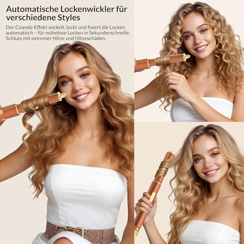 7-in-1 Hair Styler Set, Hair Styler - Airstyler, Car Wrap Curling Iron and Blow Dryer Brush Set, High Speed Ion Hair Dryer, Hair Styler for Quick Drying, for Styling, Volumising, Curling and